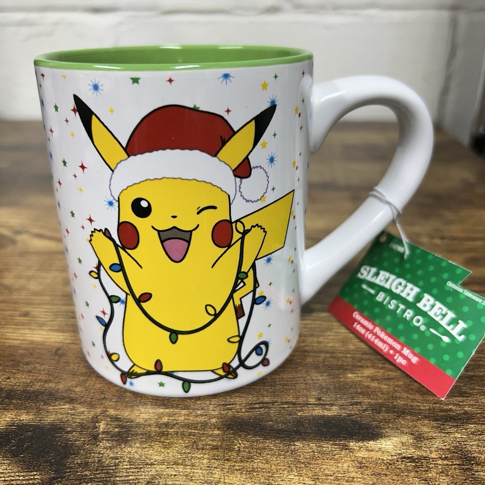 Pokémon Pikachu Holiday‎ Christmas Lights Santa Coffee Mug Tea Cup 14oz NWT